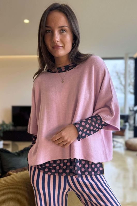 Bobby Mesh Layering Top Dopamine Dot Navy Foxglove /18